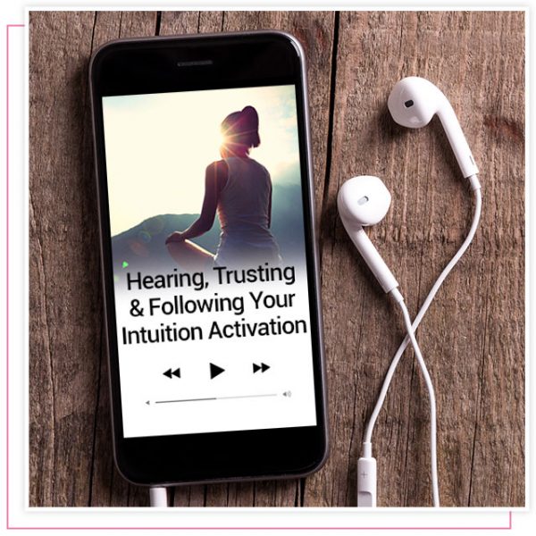product screenshot of audio activation titled hearing, trusting & following your intuition